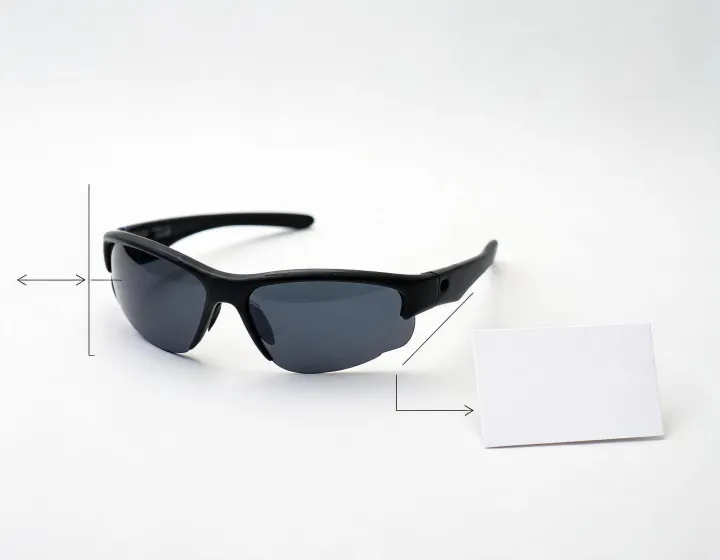Polarized fishing sunglasses size and marking check illustration